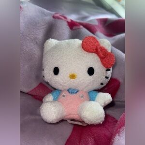 Hello Kitty Plush with Red Bow and Blue Outfit